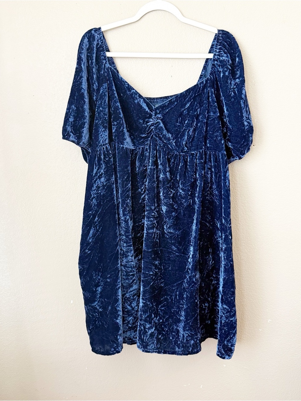 Modcloth Deep Navy Crushed Velvet Tunic babydoll Dress Plus size 3x